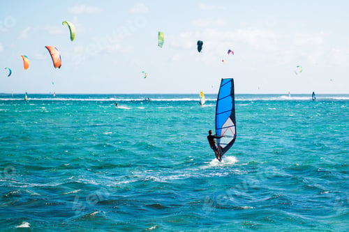Preview: Windsurfers on the Le Morne beach in Mauritius