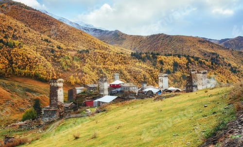 Preview: Fantastic beauty of the town between the mountains in Georgia Europe