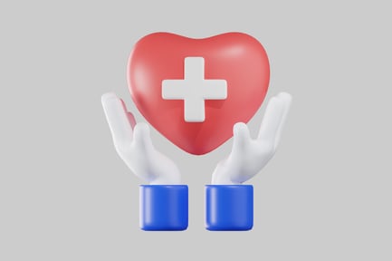 Visualização: Mãos carinhosas com coração médico
