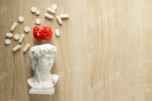 Preview: Dementia and parkinson's disease, ADHD, composition for head disease theme, space for text