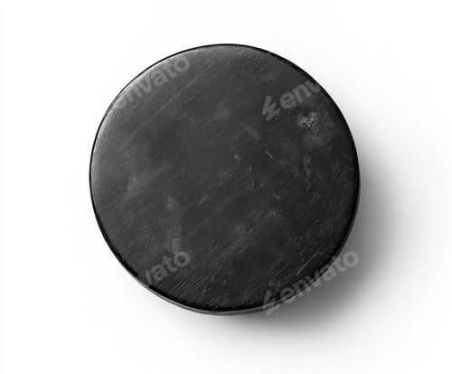 Preview: Black hockey puck on a white background