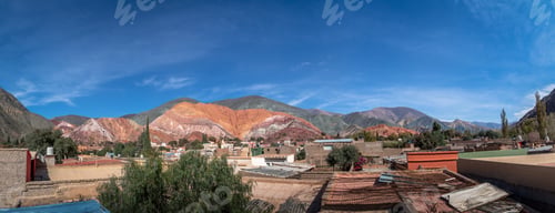 Preview: Panoramic view of Purmamarca town with the Hill of Seven Colors - Purmamarca, Jujuy, Argentina