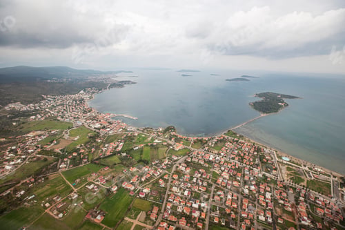 Preview: Aerial drone view of Urla district of Izmir, Turkey's third largest city. Iskele - Urla - Turkey