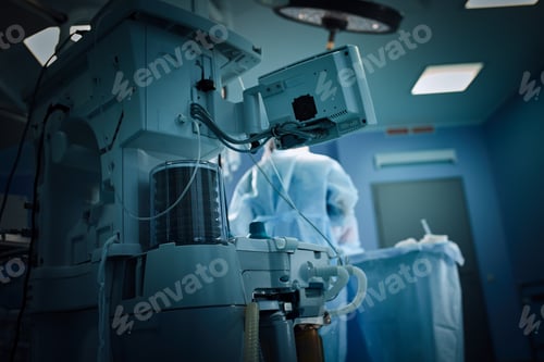 Preview: In the hospital operating room. An international team of professional surgeons and assistants works