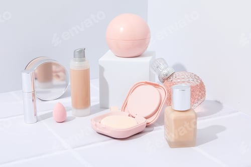 Preview: Women's makeup accessories on a light background