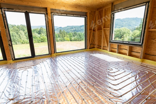 Preview: Floor heating system during installation pipes