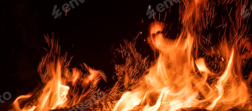 Preview: Fire flame isolated on black background