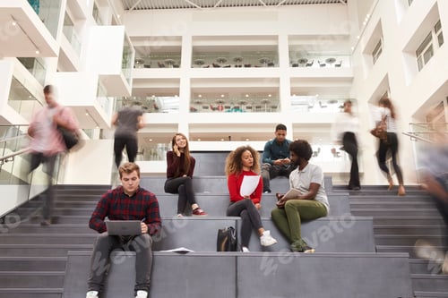 Preview: Interior Of Busy University Campus Building With Students
