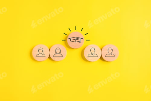 Preview: education icon and graduate cap concept. person graduation icon. High quality photo