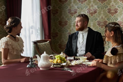 Preview: Gentleman Enjoying Tea with Two Ladies