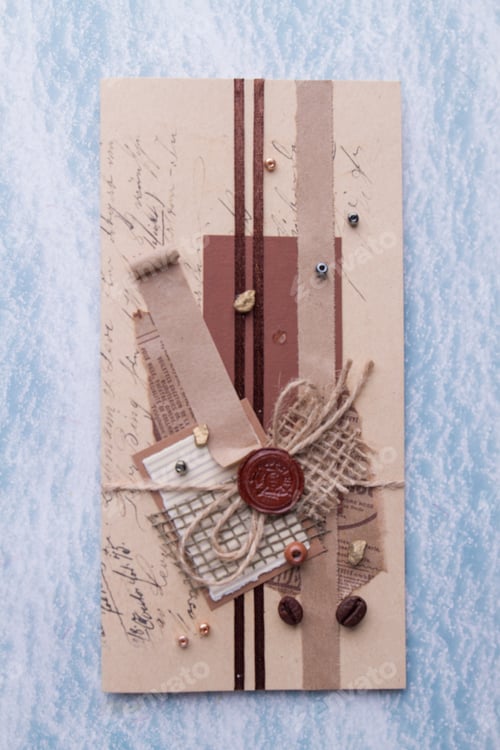 Preview: Vintage retro envelope with wax stamp.
