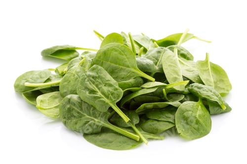 Preview: Pile of Fresh Green Spinach on White Background