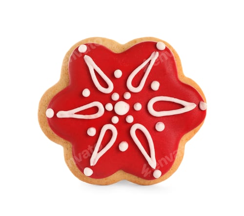 Preview: Tasty homemade Christmas cookie on white background