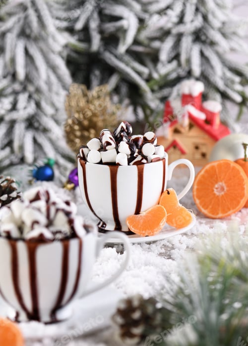 Preview: Hot Chocolate with Marshmallows and Clementine Segments