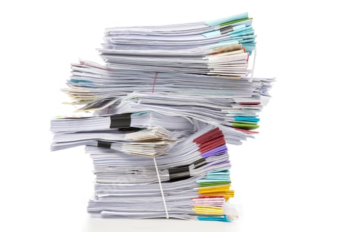 Preview: Stack of Documents isolated on white background. Documents pile.
