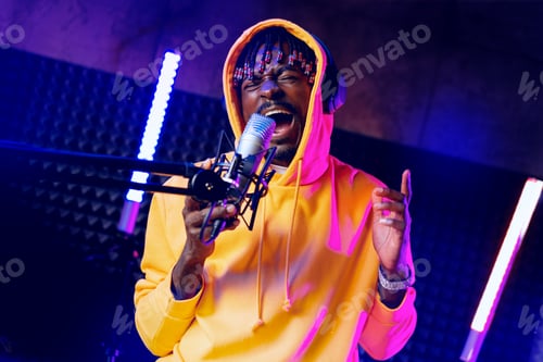 Preview: Young African performer recording his new track in recording studio