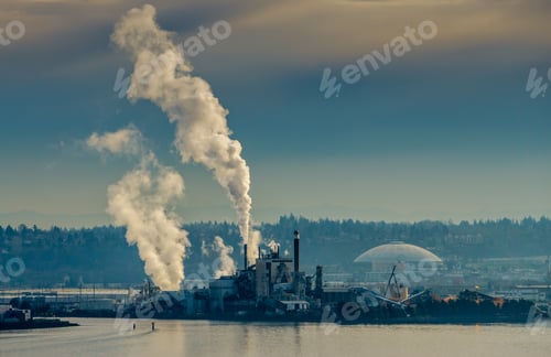 Preview: Steam Rises From A Factory At The Port Of Tacoma.