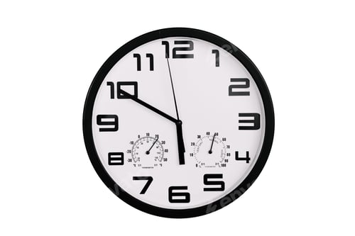 Preview: Clock with arabic numerals on wall shows 17:50 , 5:50