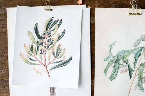 Preview: Picture go hand drawing flowers collection in a frame