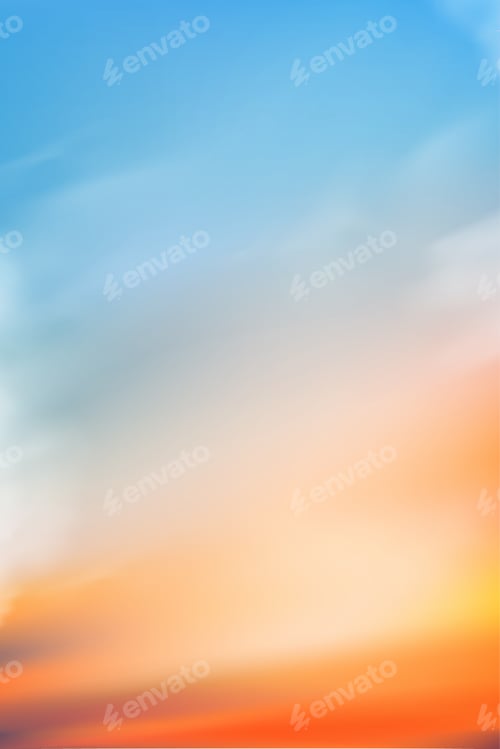 Preview: Sky Sunset,Cloud Background.Summer Sunrise sky in blue,yellow,orange over sea in morning