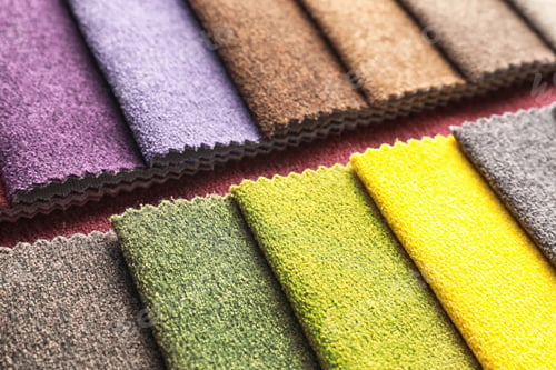 Preview: Fabric samples of different colors for interior design as background