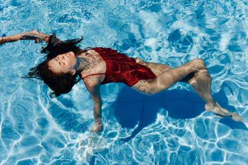 Preview: Girl summer lifestyle blue female pool water