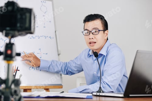 Preview: Teacher recording chemistry lesson