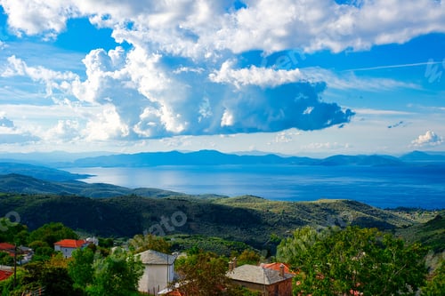 Preview: beautiful traditional greek landscape, Milies, Volos, Greece.