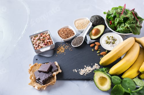 Preview: Assortment of healthy high magnesium sources food
