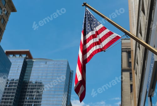 Preview: American Flag On A Street Of Chicago Downtown