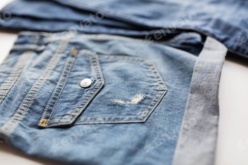 Preview: close up of denim pants or jeans with pocket