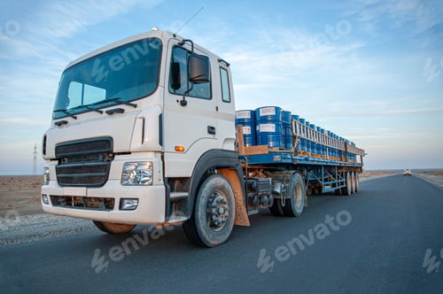 Preview: Huge heavy-duty truck on the empty road