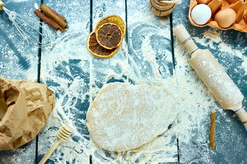 Preview: Baking ingredients background, baking concept, top view.