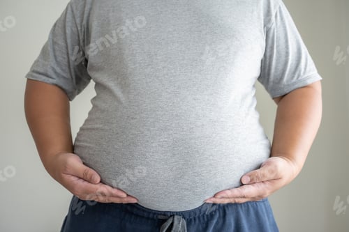 Preview: Big fat man standing to show real size with causual clothing.