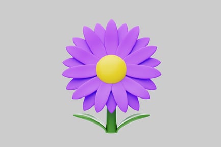 Preview: Purple daisy cartoon flower asset