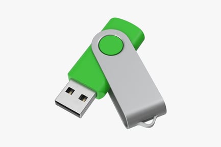Preview: Green USB Flash Drive with Silver Swivel