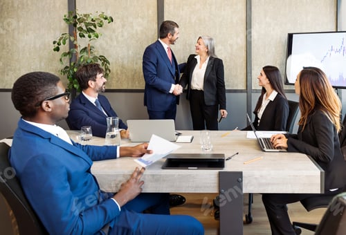 Preview: Diverse colleagues during meeting in boardroom