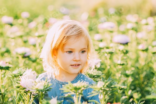 Preview: Close up portrait of beautiful joyful blonde girl child
