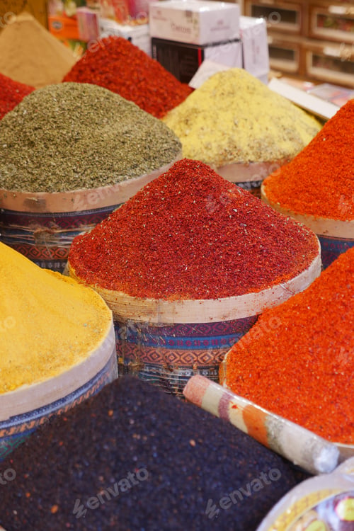 Preview: various spices in store in istanbul .