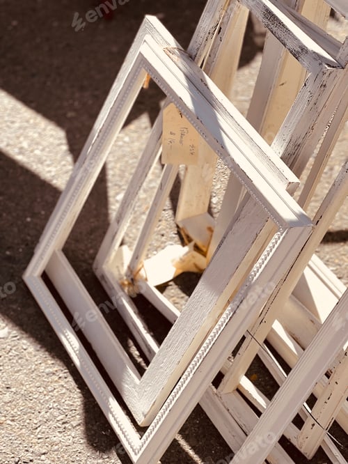 Preview: White art picture frames at antique flea market