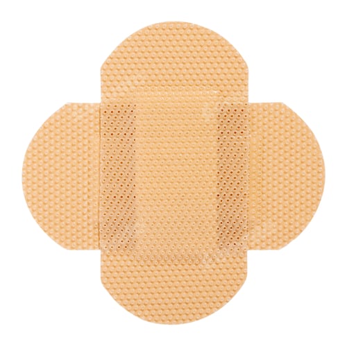 Preview: Cross of beige medical plasters isolated top view