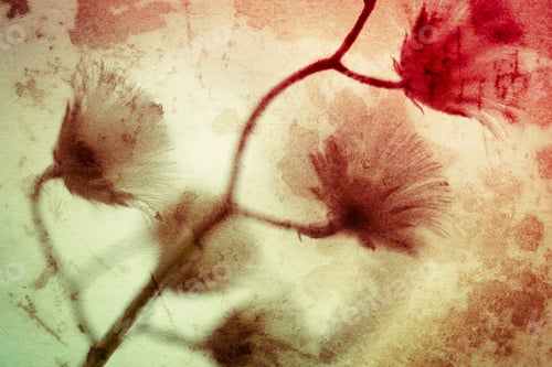 Preview: Colorful Flowers In Vintage Color Style On Mulberry Paper Texture For Background