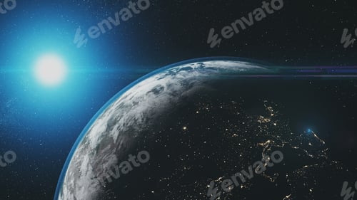 Preview: Earth from Space with Bright Light Source