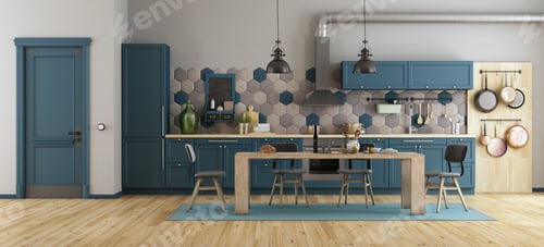 Preview: Retro blue kitchen