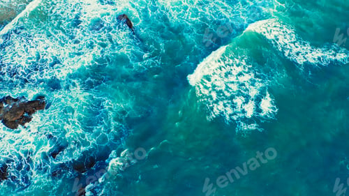 Preview: Beautiful blue ocean waves - aerial view.