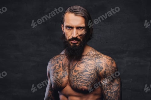 Preview: Shirtless, tattooed bearded male
