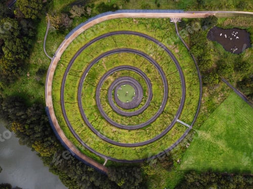 Preview: Aerial shot of a Spiral Hilltop green Olympic park