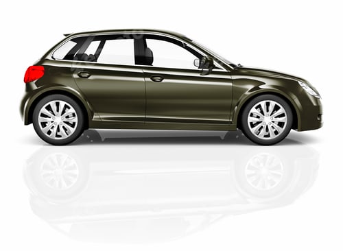 Preview: Shiny Dark Green Compact car studio shot.