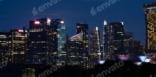Preview: Singapore city skyline with modern skyscraper architecture building for financial business