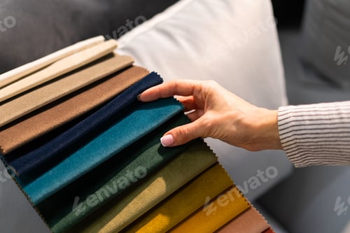 Preview: Hand Selecting Colorful Fabric Samples for Upholstery